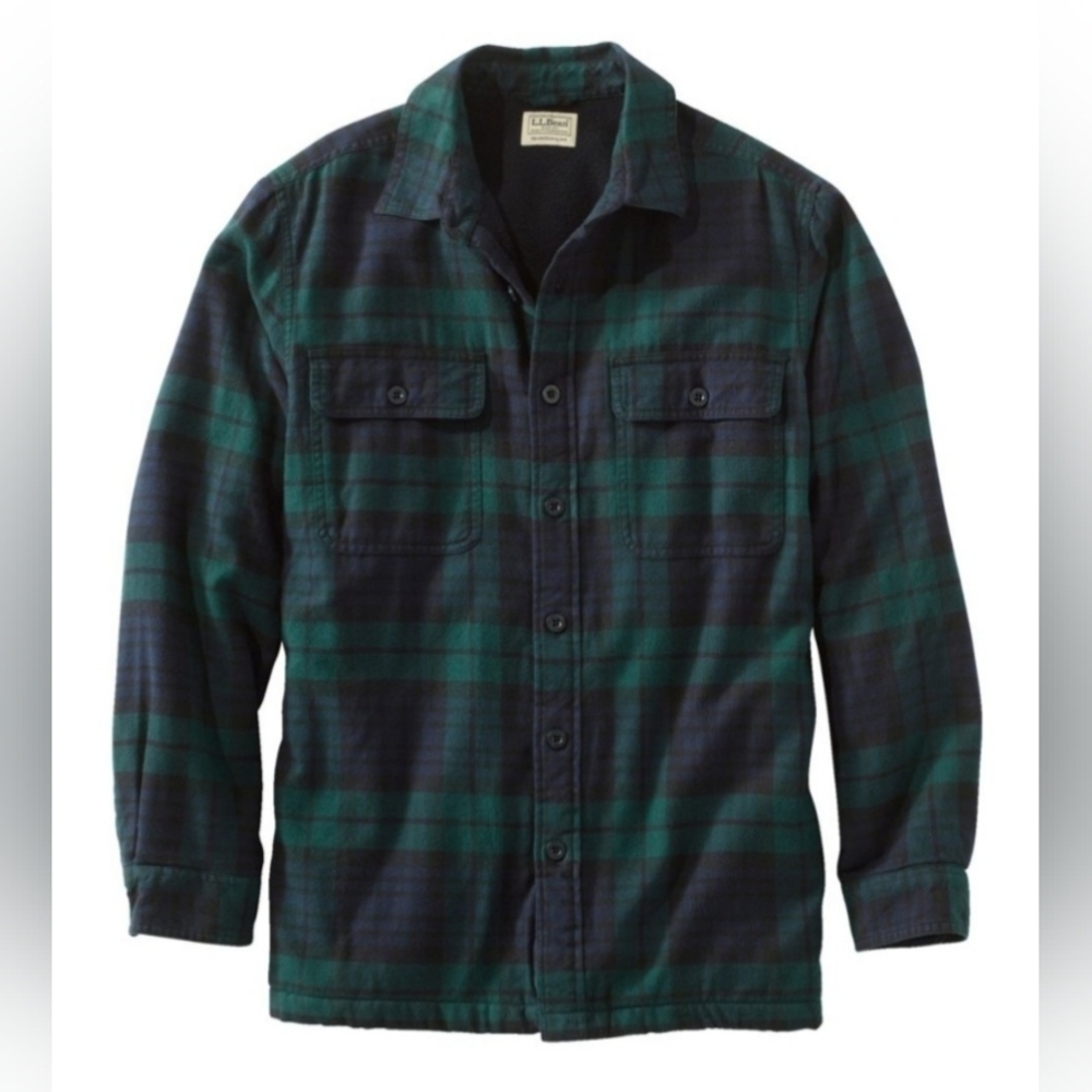 L.L. Bean Men’s Fleece-Lined Flannel Shirt, Traditional Fit Button-up XL Reg